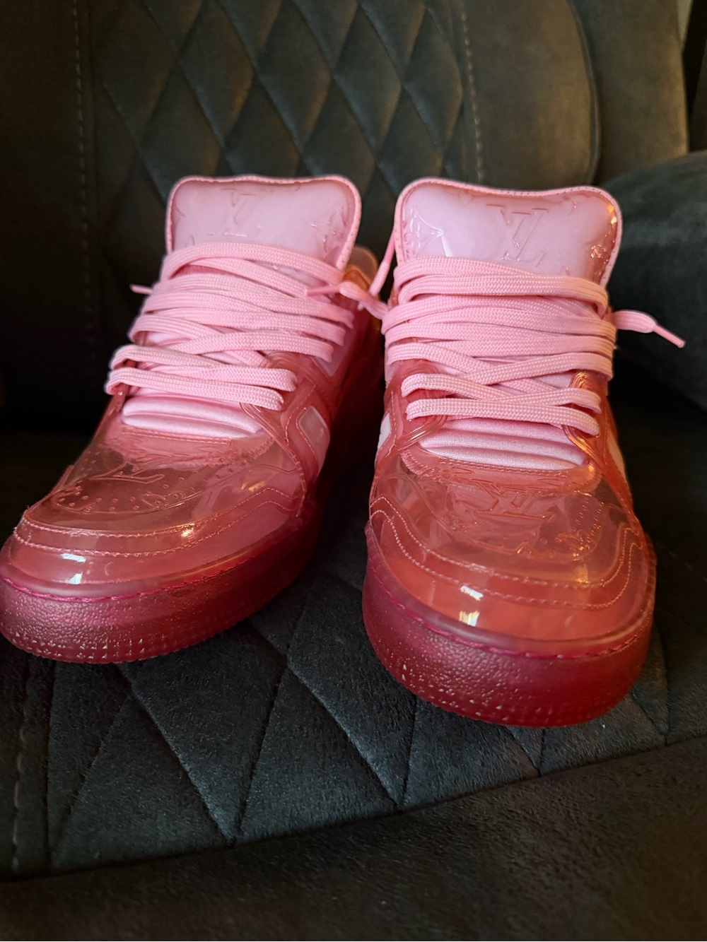 Louis Vuitton men’s Pink Transparent-Overlay Sneaker - Picture 2 of 6